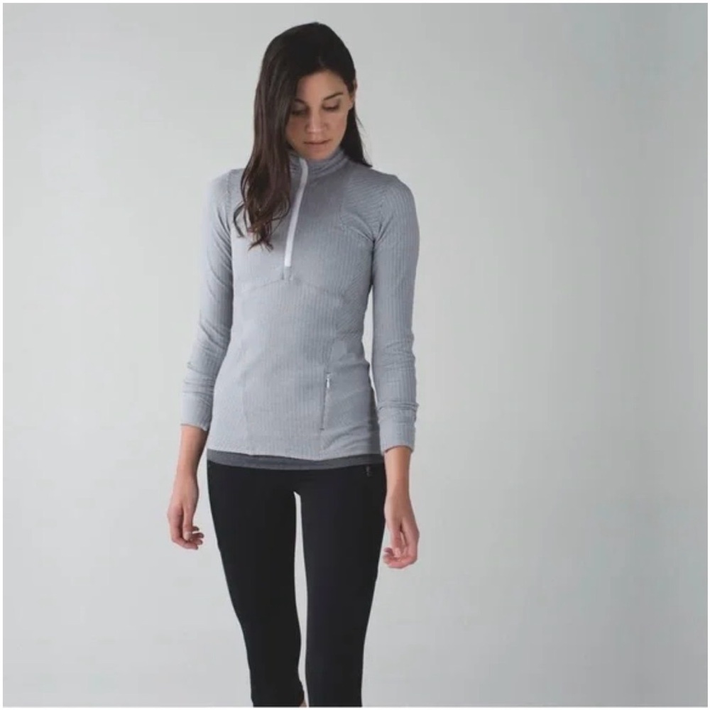 Lululemon kanto catch me long sleeve top in herringbone size 4